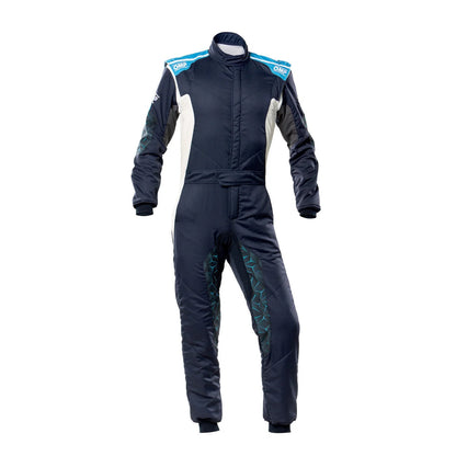 Black OMP TECNICA HYBRID Go-Kart Racing Suit