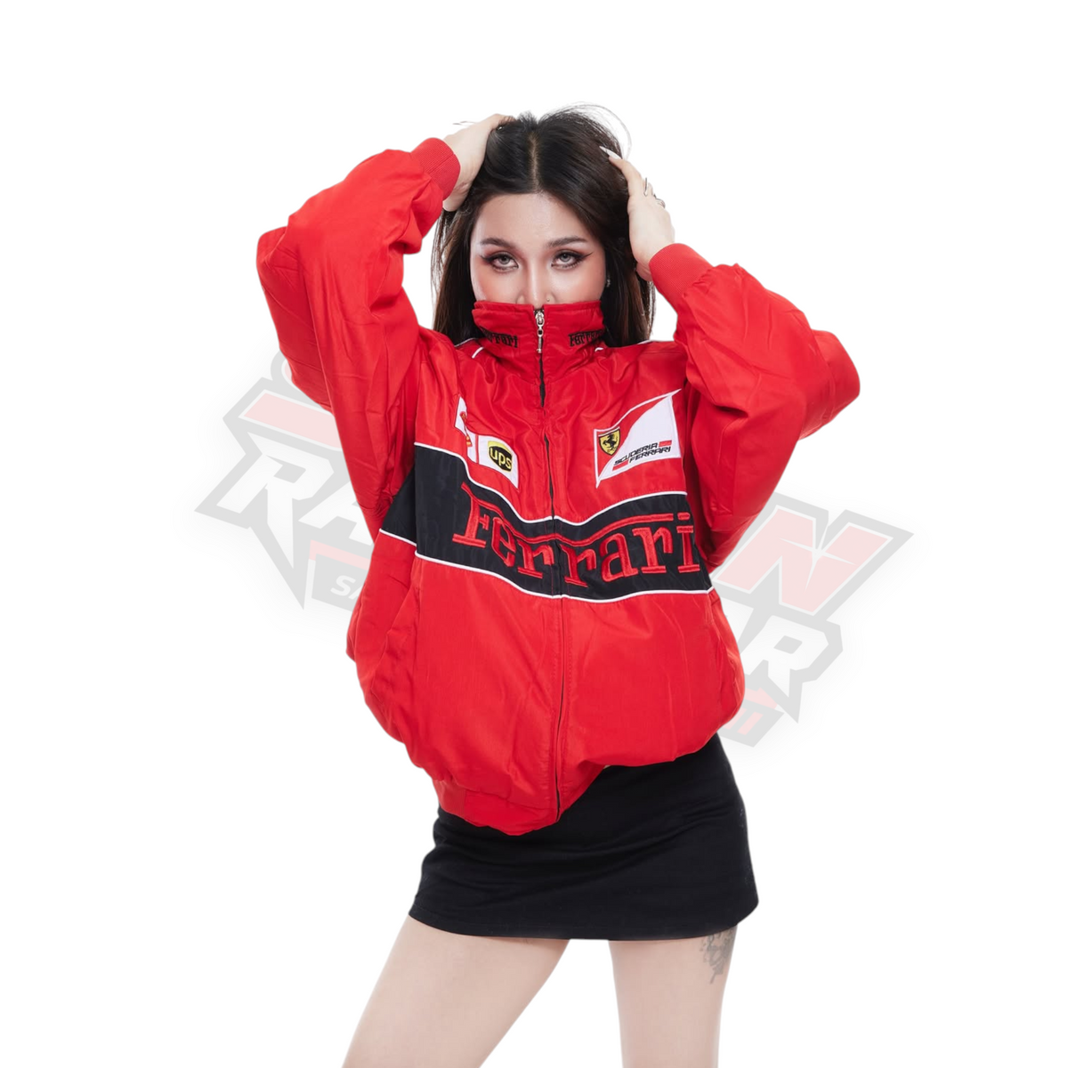 Red Ferrari Jacket Embroidered | Classic F1 Motorsport Style