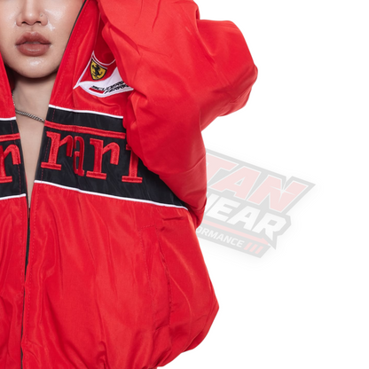 Red Ferrari Jacket Embroidered | Classic F1 Motorsport Style