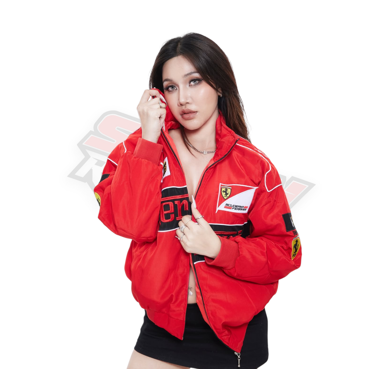Red Ferrari Jacket Embroidered | Classic F1 Motorsport Style
