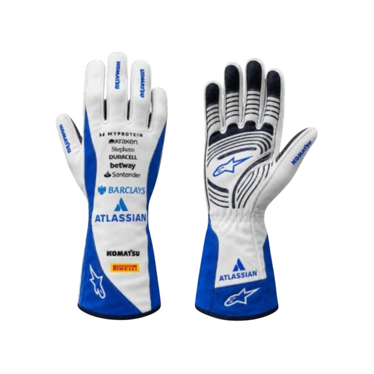 Williams-Inspired F1 Racing Gloves White Blue 2026